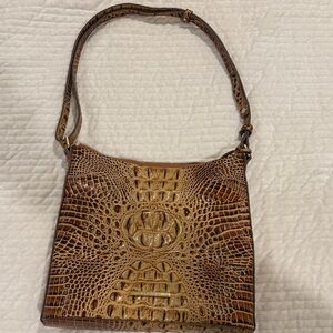 Brahmin Tan Crocodile Embossed Shoulder Bag